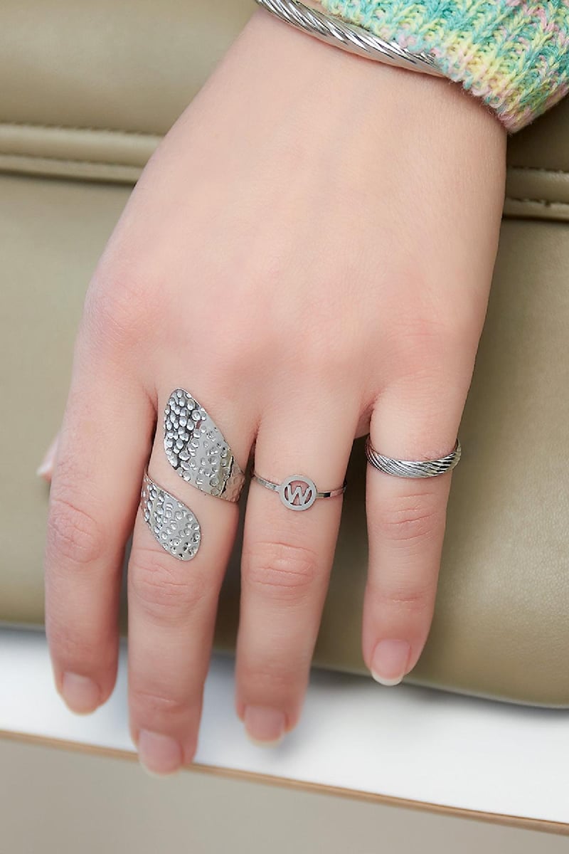 RVS ring initiaal A Zilver Stainless Steel