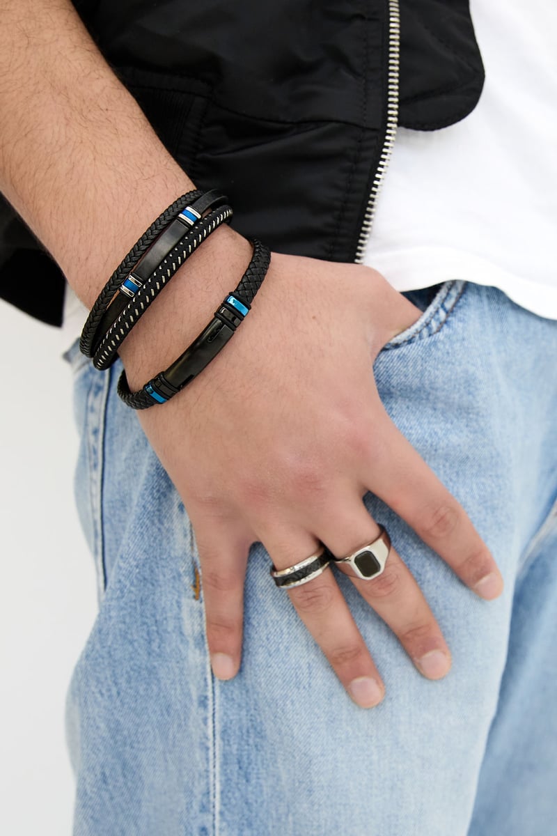 Stoere gevlochten mannen armband 