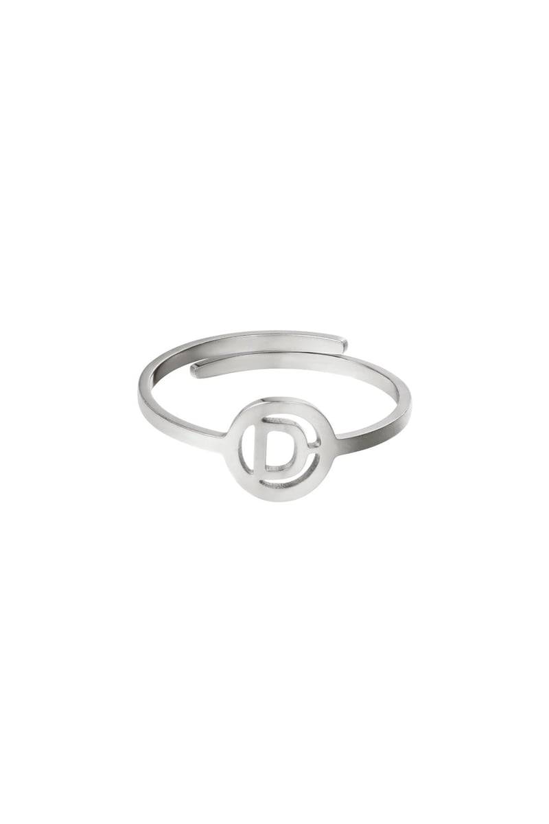 RVS ring initiaal A Zilver Stainless Steel