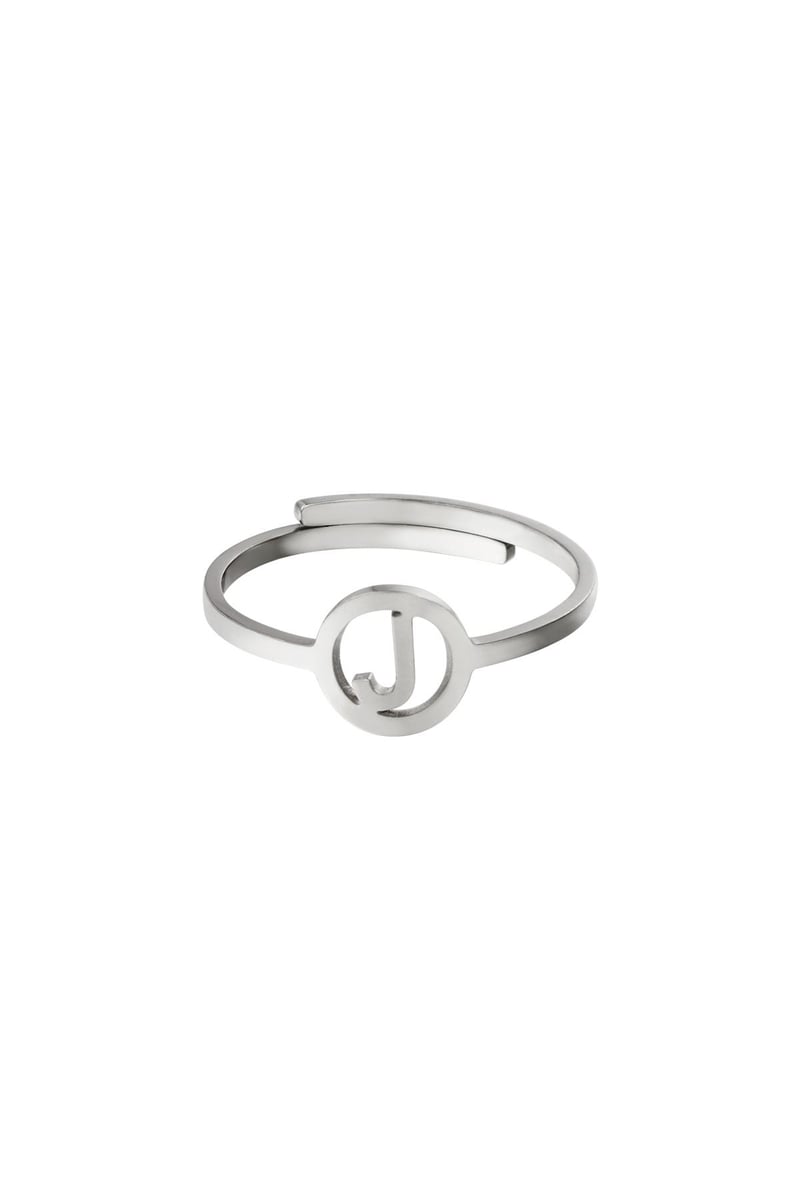 RVS ring initiaal A Zilver Stainless Steel