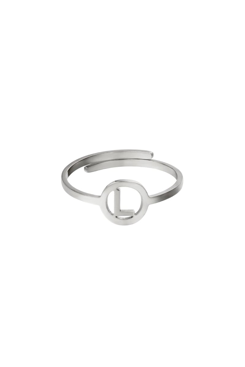 RVS ring initiaal A Zilver Stainless Steel