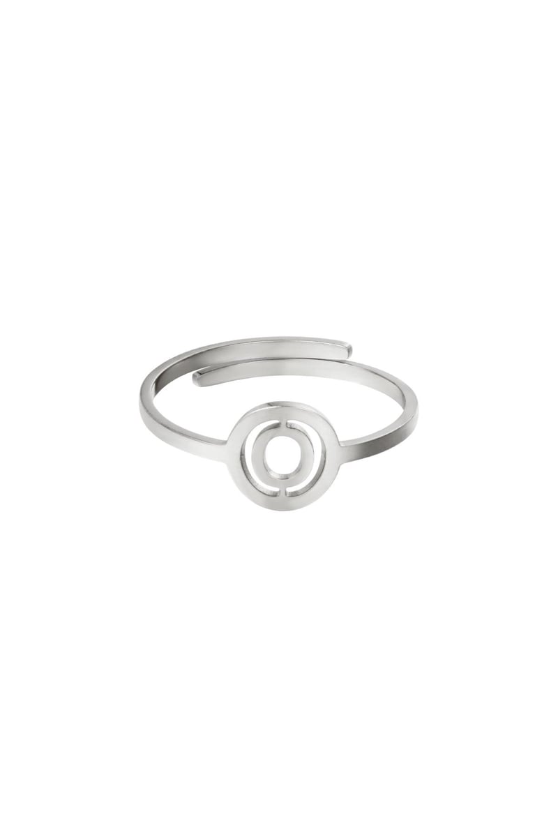 RVS ring initiaal A Zilver Stainless Steel