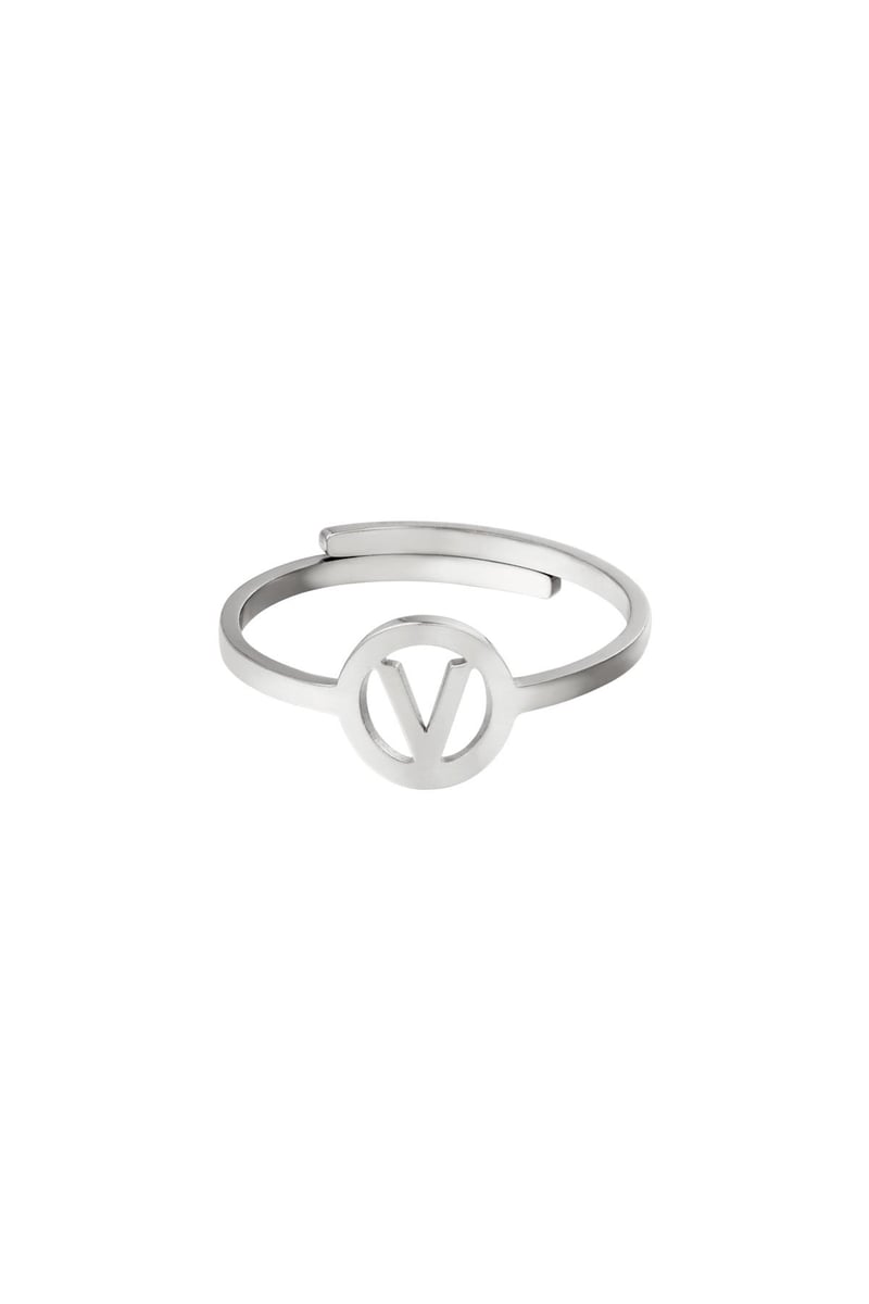 RVS ring initiaal A Zilver Stainless Steel