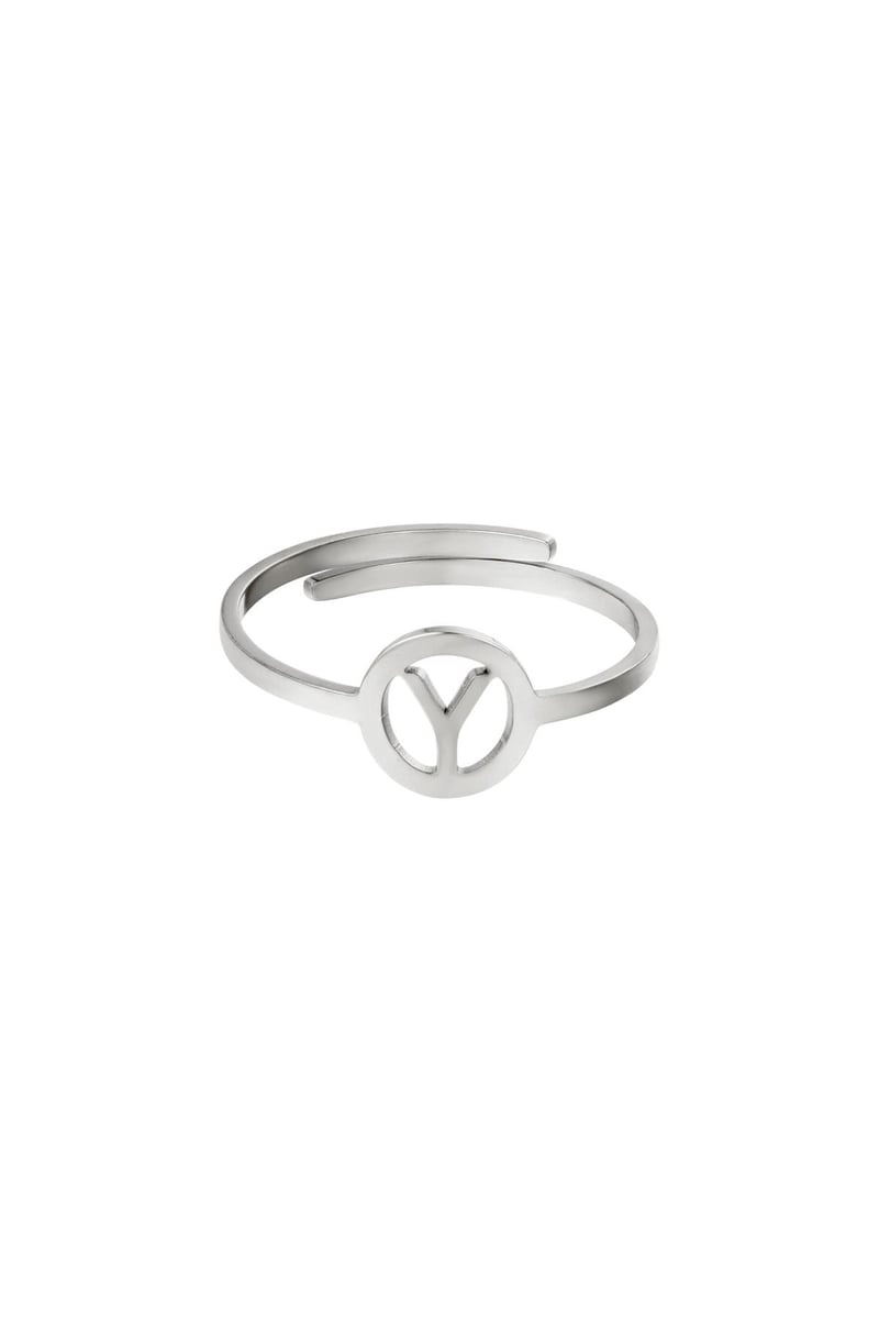 RVS ring initiaal A Zilver Stainless Steel