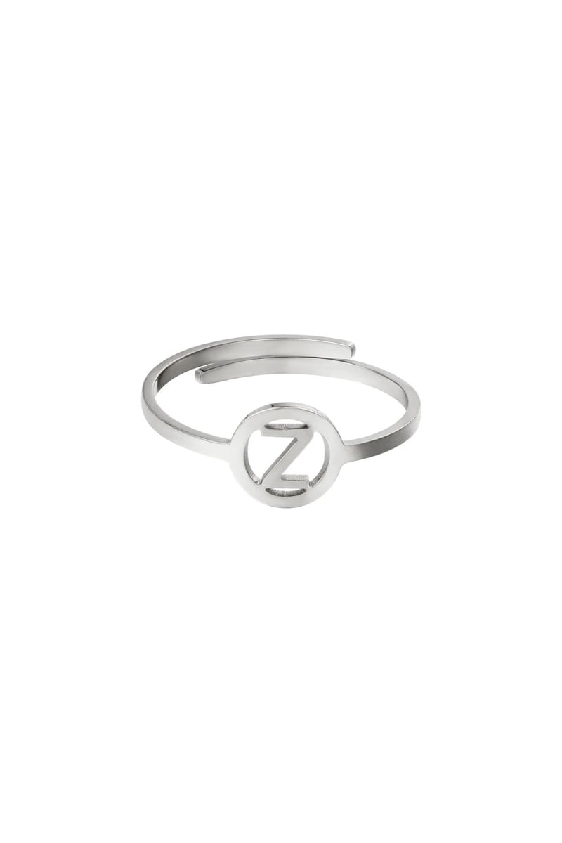 RVS ring initiaal A Zilver Stainless Steel