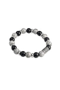 Men's bracelet beaded silver color details - gray