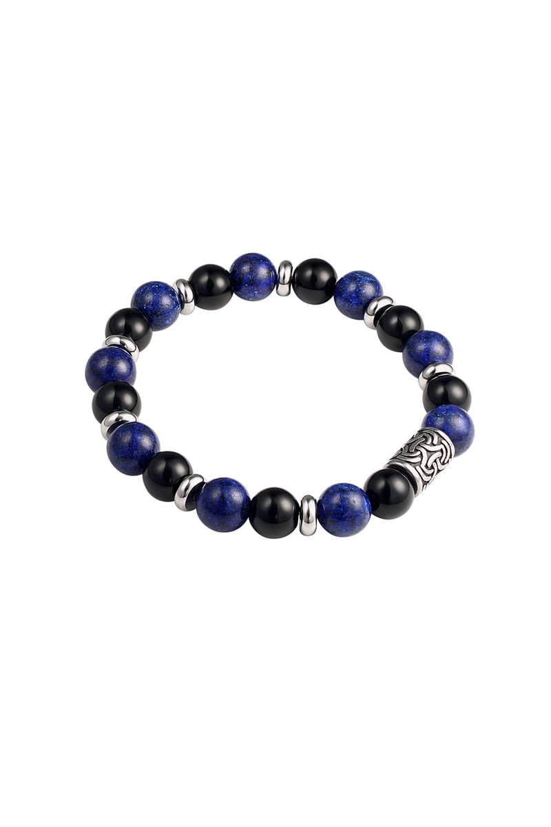Men's bracelet beaded silver color details - gray