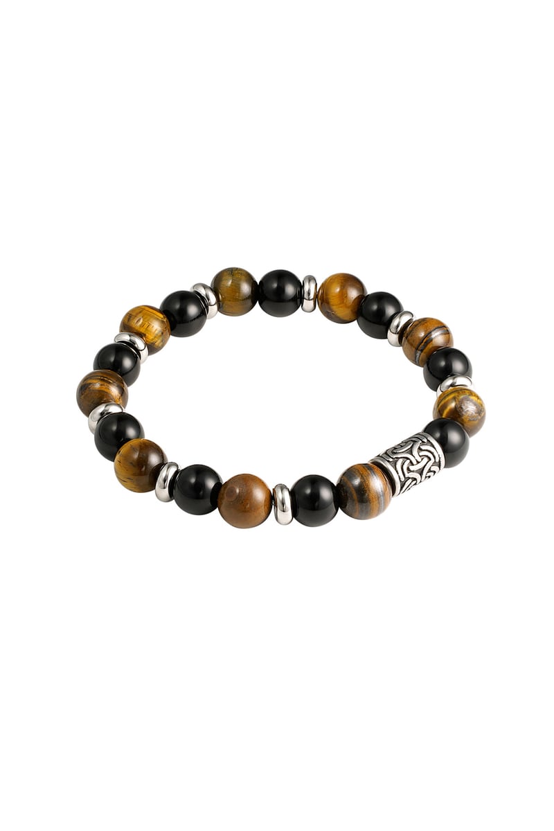 Men's bracelet beaded silver color details - gray