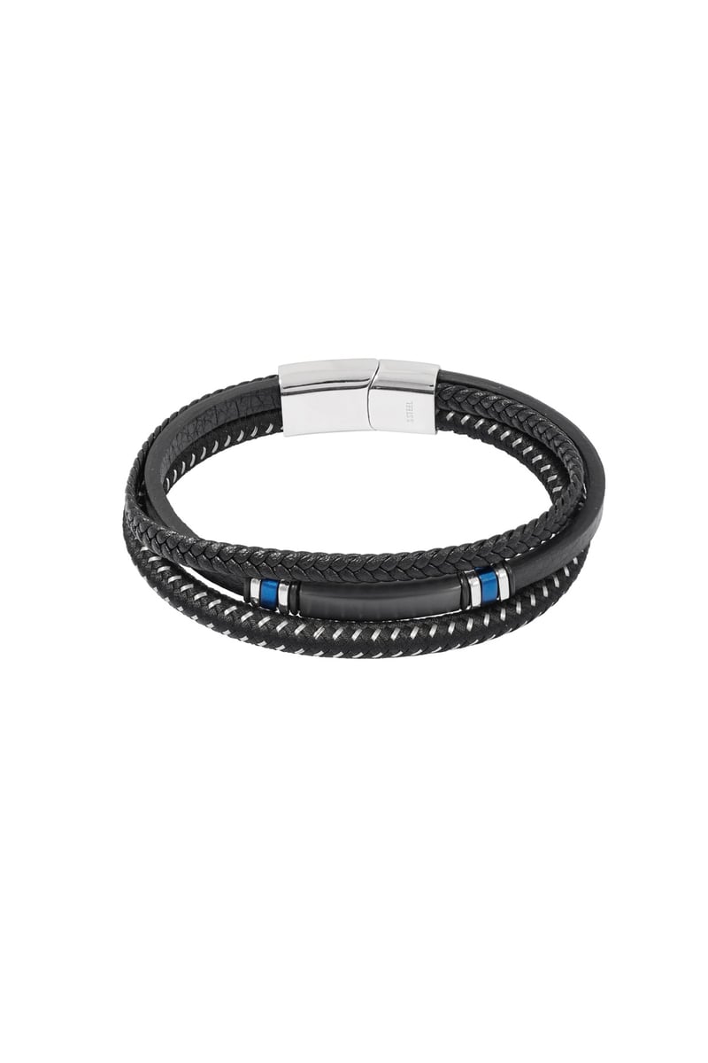 Casual dubbele gevlochten mannen armband - zwart/blauw 