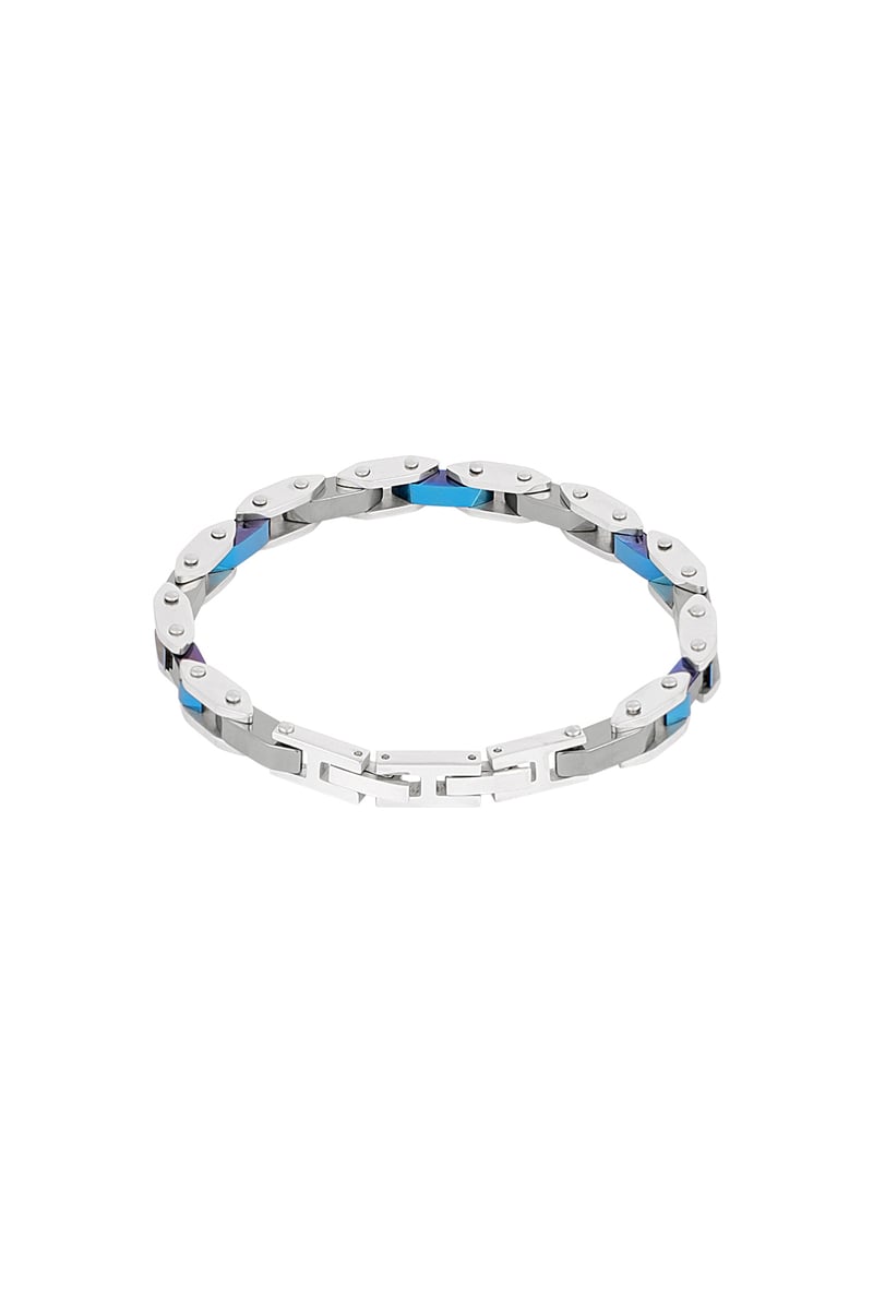 Heren armband evo strap zilver blauw
