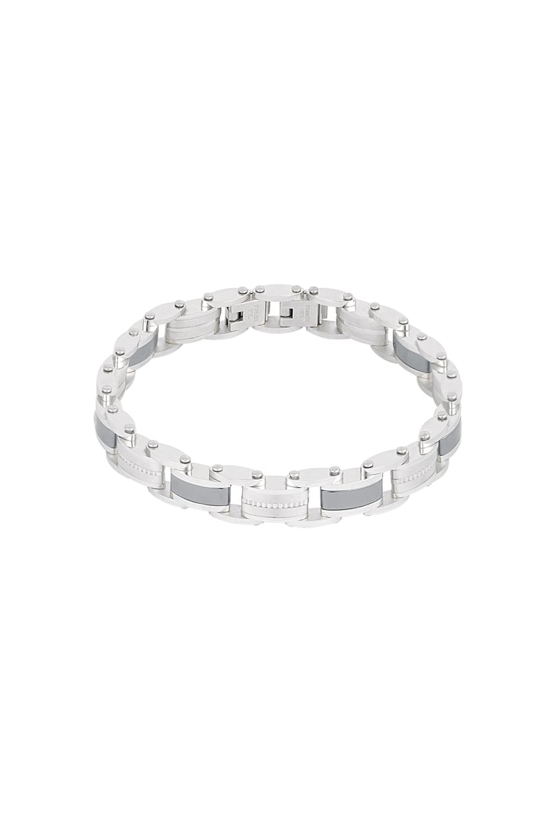 Geschakelde stalen heren armband - zilver-1cm