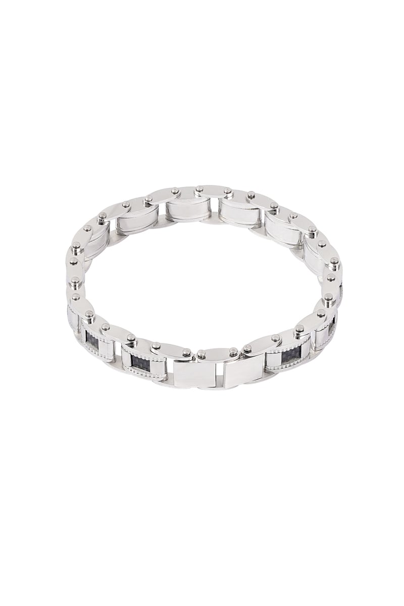 Casual mannen armband - zwart/zilver 