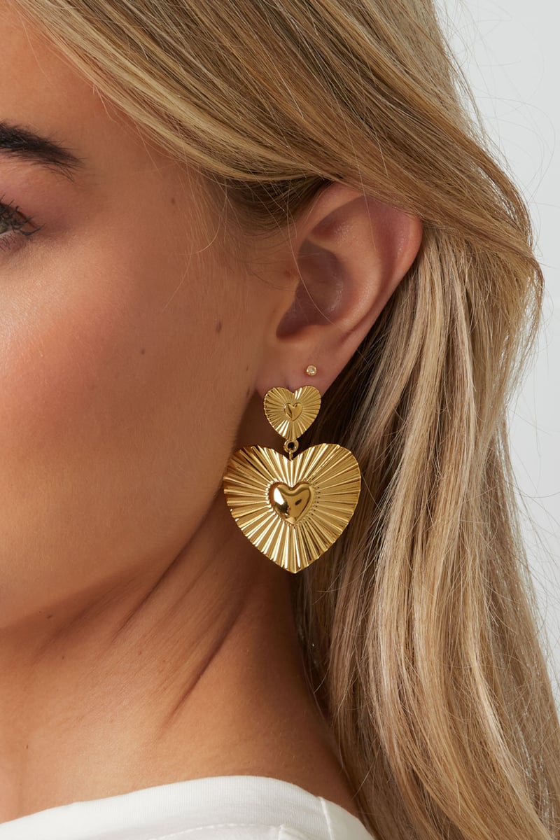 Oorbellen van roestvrij staal met hartjes, casual, dagelijks, eenvoudig, serie, damessieraden