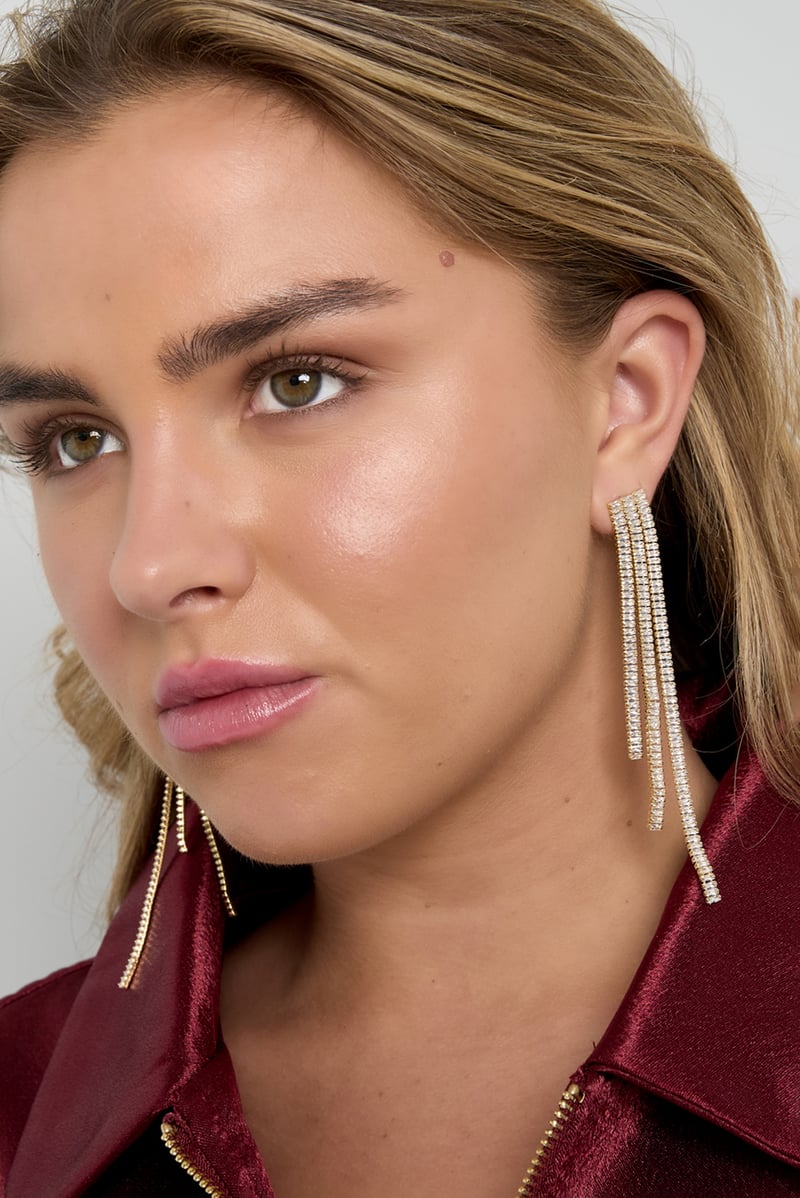 Koperen oorbellen met hanger, geometrisch, elegant, kerst, luxe serie, damessieraden