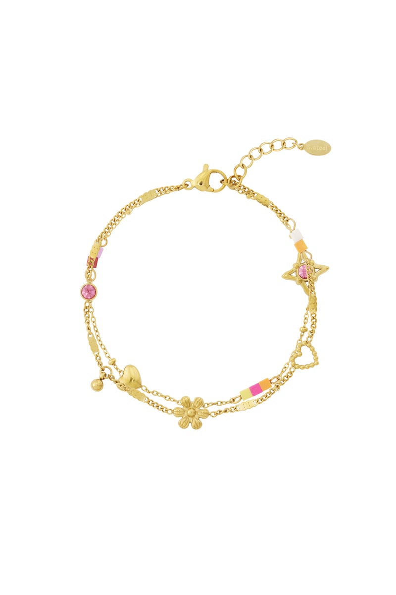 Armbanden met bedels van roestvrij staal met bloemenmotief